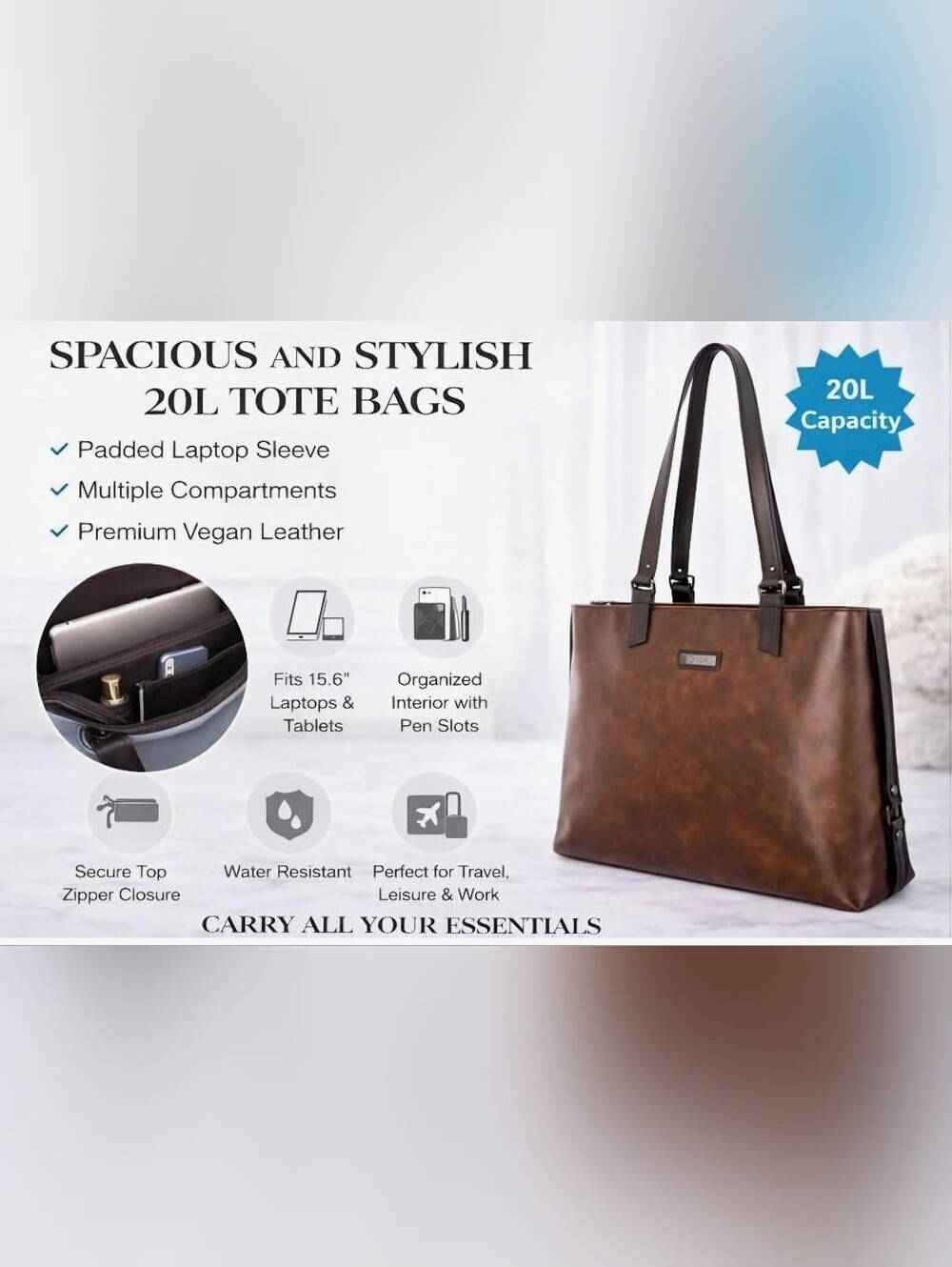 ECM 3pc Vegan Tote Set - #1465 - Picture 9 of 12